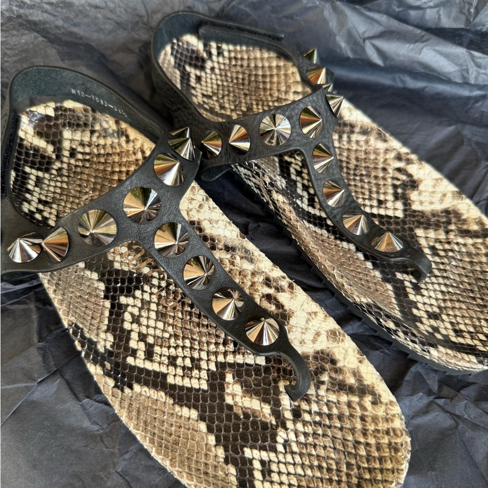 Pedro Garcia Black Textured Sandals